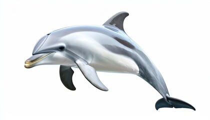 Dolphin leaping against white