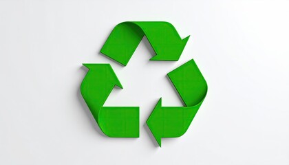 Obraz premium Green recycle symbol on white background