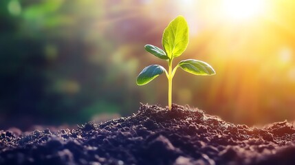 New sprout emerging from the soil.