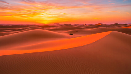 Desert Dunes &ndash; Golden sand dunes under a sunset sky