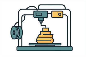3D printer creating a geometric model in a modern workshop during the day