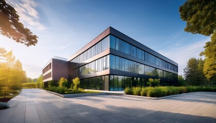 Obraz premium modern office building facade corporate real estate exterior