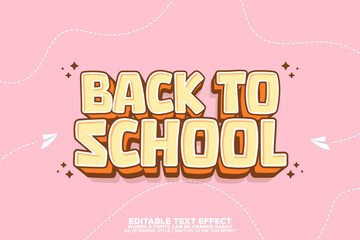 3D cartoon style text effect for back to school poster, banner and background