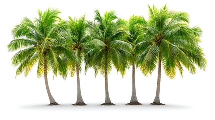 Obraz premium Row of lush coconut palms against a white background.