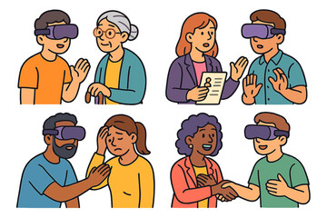 Virtual reality interactions between different generations in a community setting during a technology workshop