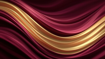 Vibrant Burgundy and Gold Curved Wave Abstract Background for Modern Design Projects
