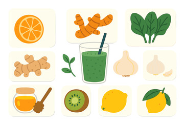 Healthy green smoothie ingredients for revitalizing energy in the morning