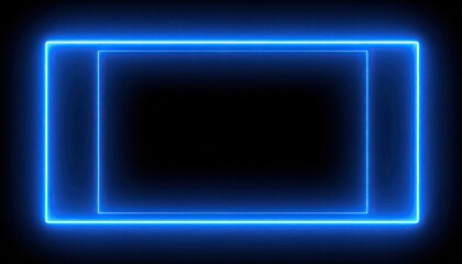 Neon blue rectangle frame on black