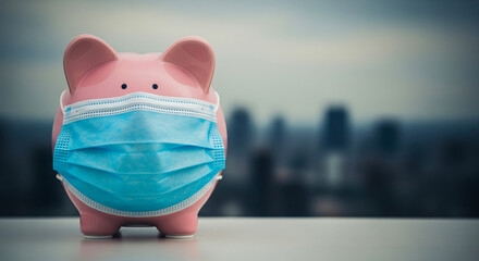Piggy Bank Wearing Medical Protective Face Mask