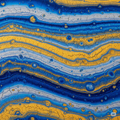 Geode-Inspired Metallic Abstract in Blue and Gold