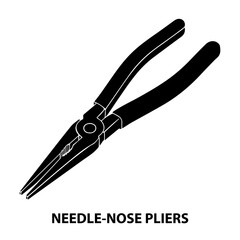Find the right needle nose pliers tool for your project black and white vector illustration