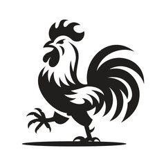 Aggressive Rooster Silhouette Vector for Farm and Poultry Branding