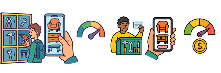 Exploring digital furniture shopping with mobile technology in a modern setting