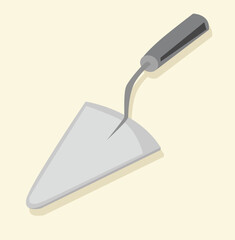 cement trowel. bricklayer trowel vector icon.Spatula with a wooden handle.