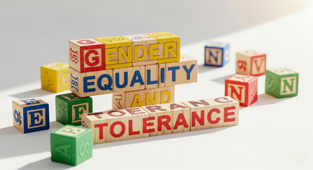 Wooden Blocks Displaying Gender Equality And Tolerance
