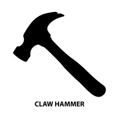 Black claw hammer silhouette tool for construction carpentry and diy projects isolated on white background