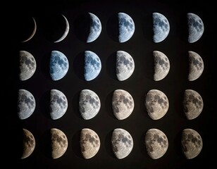 Obraz premium Moon phases in a grid (2)