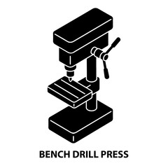 Isometric bench drill press machine vector illustration for woodworking and metalworking projects