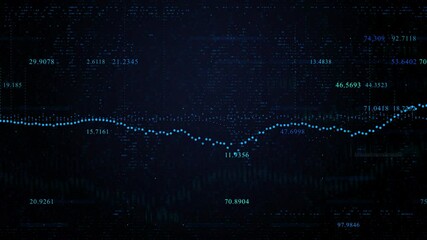 Big Data Visualization with Digital Dotted Graph. Abstract data analysis visualization featuring a dotted line graph over a digital blue tech background - Powered by Adobe