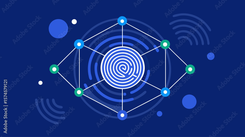 Fototapete a blue and white image of a circle with a lot of dots and lines. the dots and lines are connected to