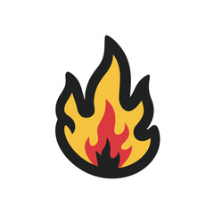 Flame icon blazes brightly against white background drawing attention