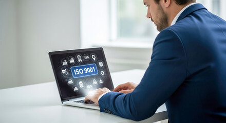 Businessman Working On Iso 9001 Quality Management System