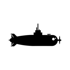 Silhouette of submarine with raised periscope for underwater exploration and naval themes