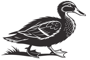 Isometric black duck 3d vector design with yellow and cyan accents