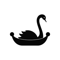 Silhouette of swan shaped paddle boat for romantic lake rides and leisure water tourism