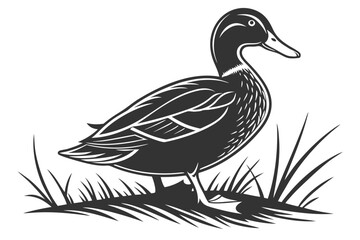 Modern black duck graphic with yellow and cyan accents and drop shadow