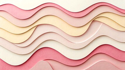 Minimal abstract background with soft pink wavy layered paper texture
