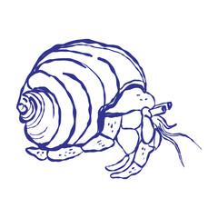 Vector illustration of a crab with detailed claws and shell. Artistic and seamless pattern design featuring marine elements and shellfish. Ideal for seafood themes and textiles.