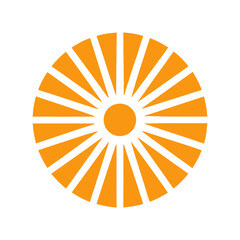 Minimalist sunburst pattern emerging from tree rings for nature growth and solar design