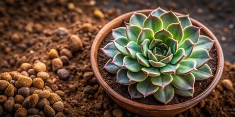 A close-up shot of a succulent plant with brown