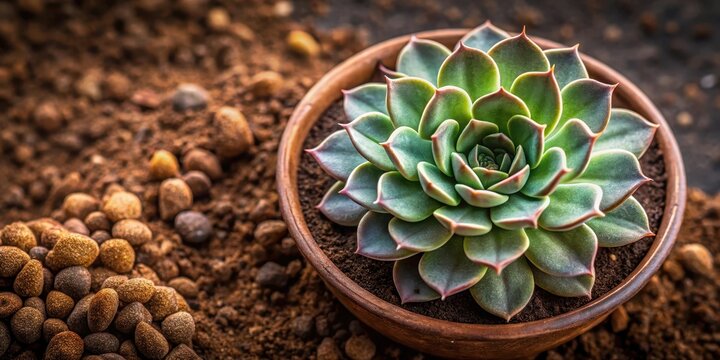 A close-up shot of a succulent plant with brown