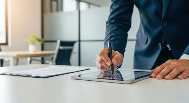 Businessman Using Digital Tablet For Work Tasks
