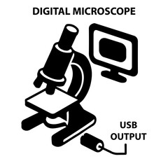 Digital microscope usb output vector icon for science research and laboratory equipment analysis tool