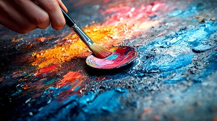 Obraz premium Colorful paint being applied to a canvas.