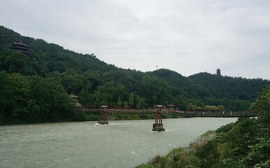 anlan cable bridge, dujiangyan, chengdu, china