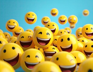 Floating happy faces