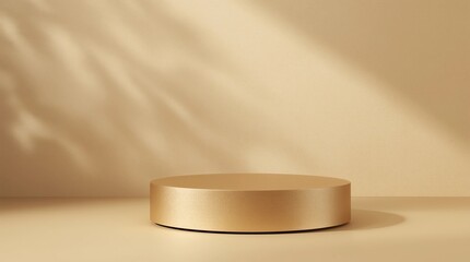 Gold product background stand or podium pedestal on advertising display with blank backdrops. 3D rendering