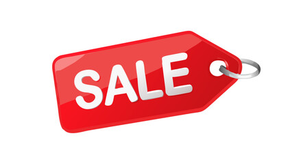 Red sale tag vector for online shopping discount promotion and retail marketing