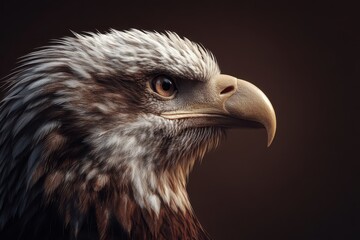 Fototapeta premium Eagle Profile. Majestic Bald Eagle Soaring in Sunlight, Close-up Hunter on the Hunt