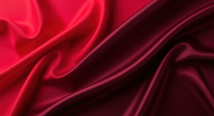 Obraz premium Crimson and Burgundy Silk Fabric Draped in Soft Waves