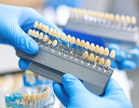 Dentist holding tooth shade guide (1)