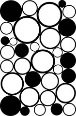 Black and white circular shapes overlapping and interlocking circle pattern