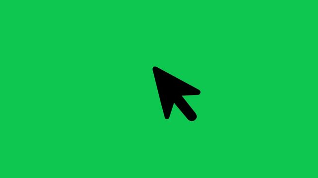 4k mouse cursor click icon animation. Single and double click arrow on green screen

