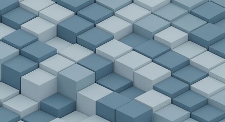 Fototapeta premium Abstract 3D Cube Pattern Shades of Blue and White Geometric Design
