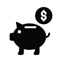 Piggy Bank Savings Icon with Dollar Coin