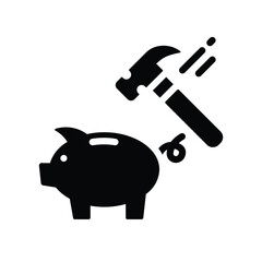 Hammer Smashing Piggy Bank Icon